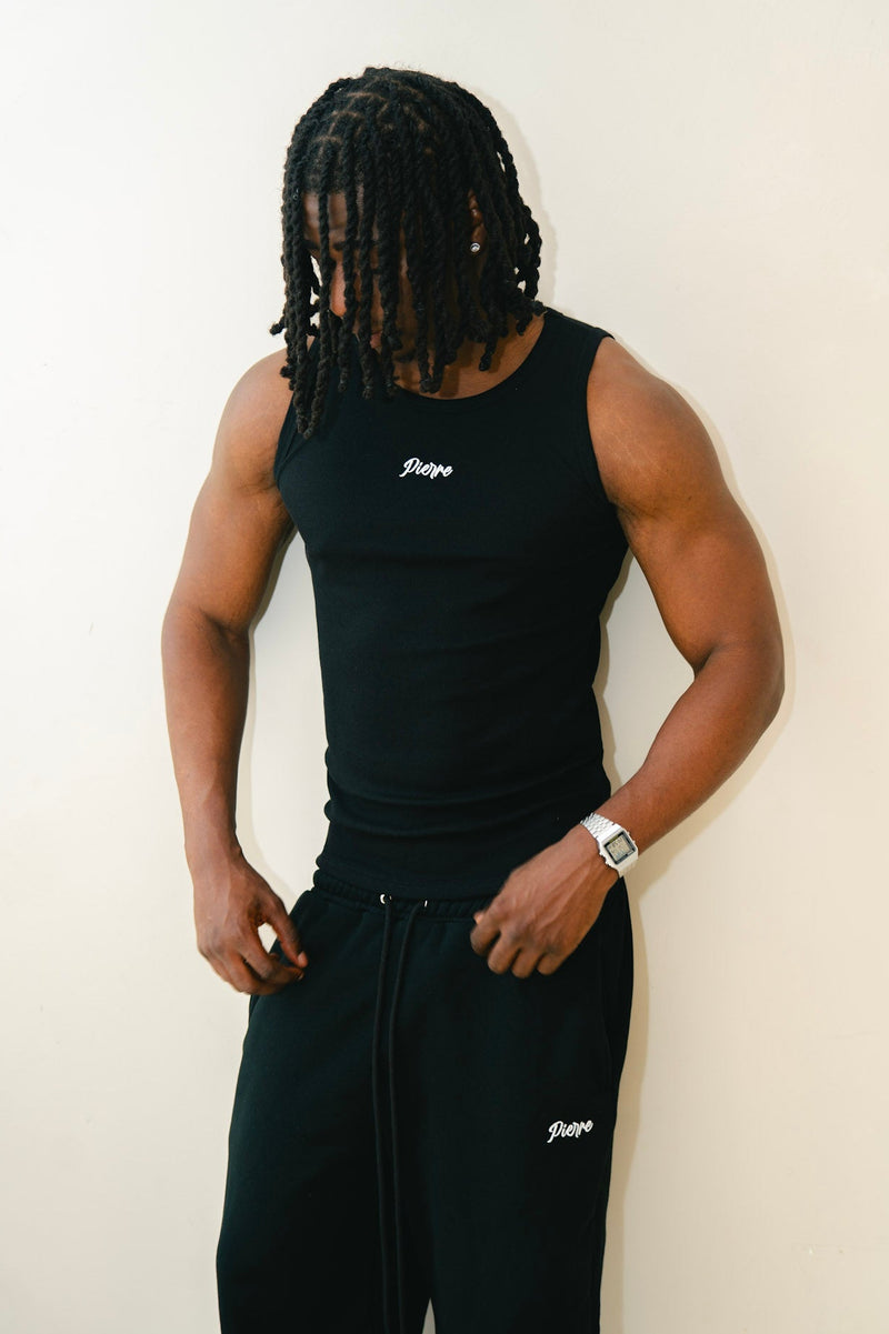 Pierre Bouelle Pierre men's tank top in black, view 2