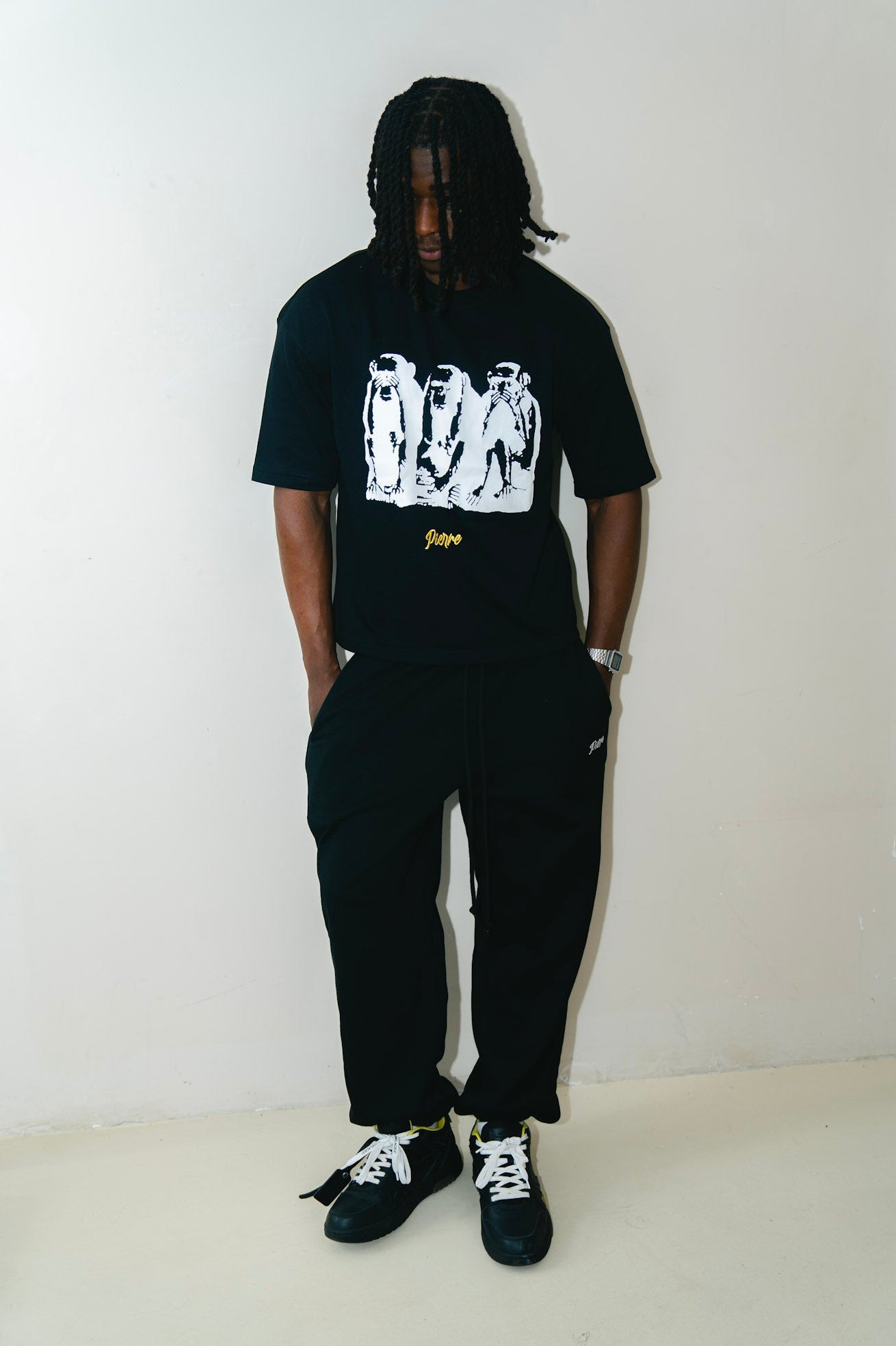 "THREE WISE MONKEYS" T-SHIRT - BLACK
