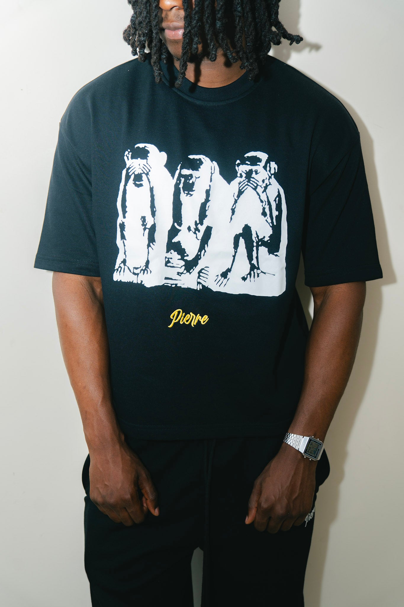 "THREE WISE MONKEYS" T-SHIRT - BLACK
