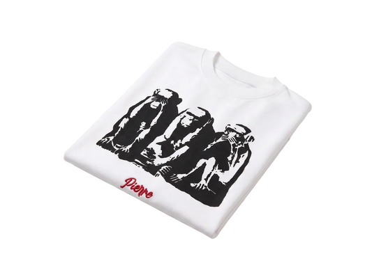 Pierre Bouelle Three Wise Monkeys t-shirt in white
