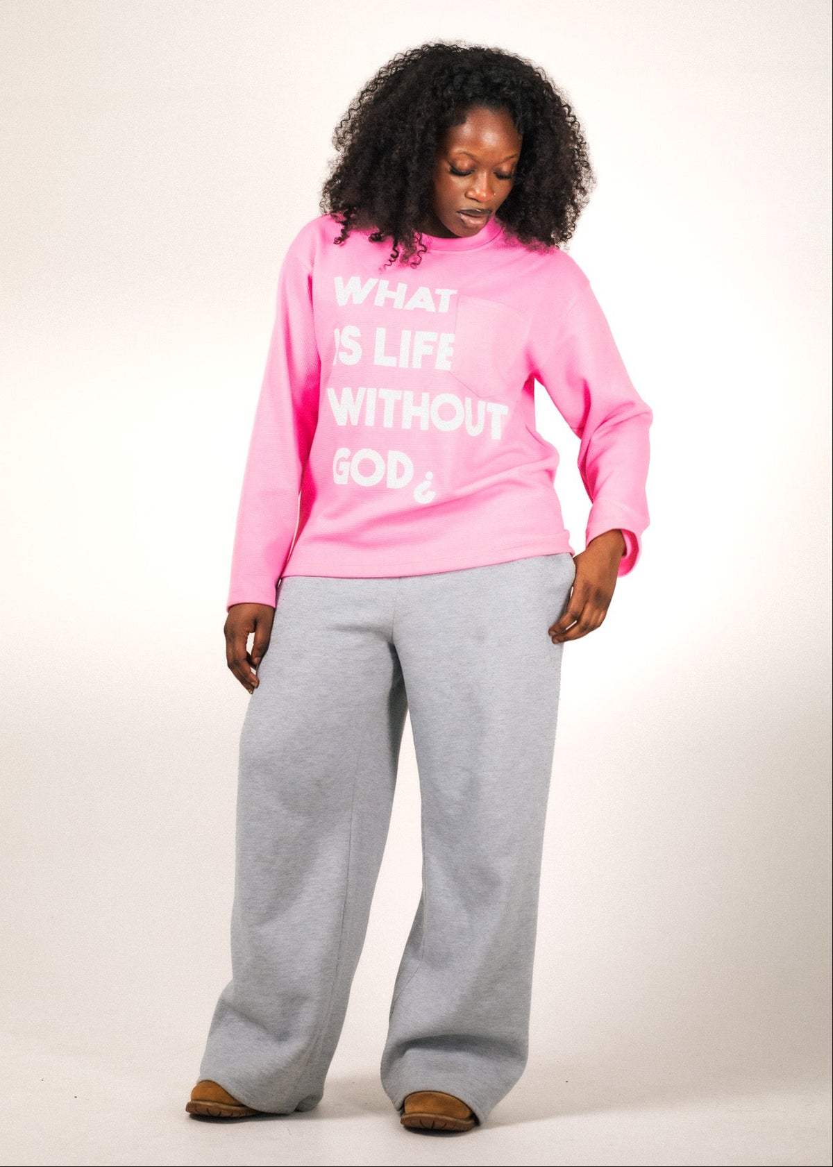 Pierre Bouelle WILWG¿ waffle knit long sleeve in pink, view 2