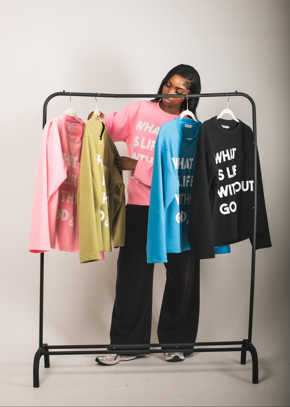 Pierre Bouelle WILWG¿ waffle knit long sleeves on a clothing rail